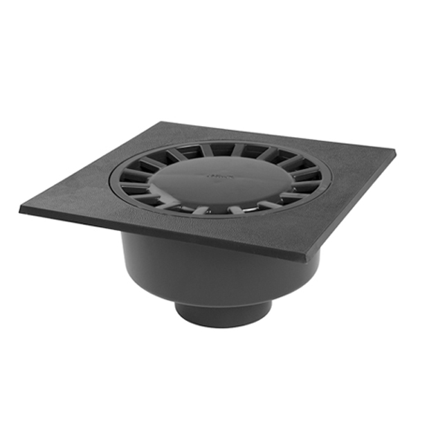 Nicoll vloerput 200 x 200 mm onderuitlaat 75 mm donkergrijs