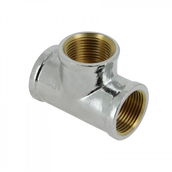 BONFIX Draad messing T-stuk 1/2″ bi.dr. verchroomd