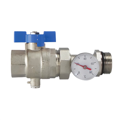 BF Kogelkraan 1″ met thermometer bl